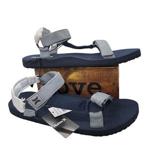 HURLEY Raleigh Navy & Grey Adjustable Strap Sandals Men's Size 12